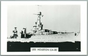 MILITARY SHIP USS HOUSTON CA-30 VINTAGE REAL PHOTO POSTCARD RPPC