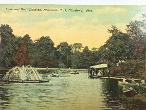 Cleveland OH-Ohio, 1912 Lake & Boat Landing Brookside Park Vintage Postcard