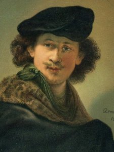 Postcard  Antique Copy of Self Portrait by Artist Rembrandt.         Q4