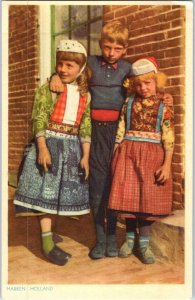 Children Standing In Marken Holland Postcard