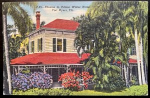 Vintage Postcard 1948 Thomas  Edison Winter Home, Fort Myers, Florida (FL)