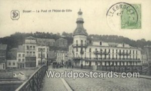 Le Pont et I'Hotel de Ville Dinant, Belgium 1920 Stamp on front 