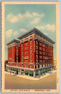 Springfield Ohio 1939 Postcard Hotel Shawnee