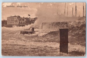 Bornholm Danish Island Denmark Postcard Allinge Harbour c1910 Antique