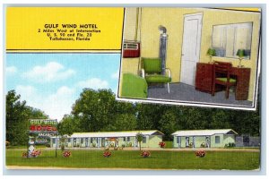 Tallahassee Florida Postcard Gulf Wind Motel Talquin Inn Restaurant 1940 Vintage