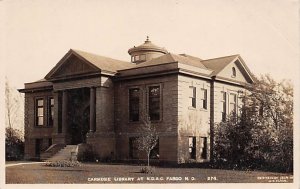 Carnegie Library Real Photo Fargo ND USA Postcard