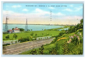 1939 Milwaukee Bay Showing US Coast Guard Station Vintage Posted Postcard