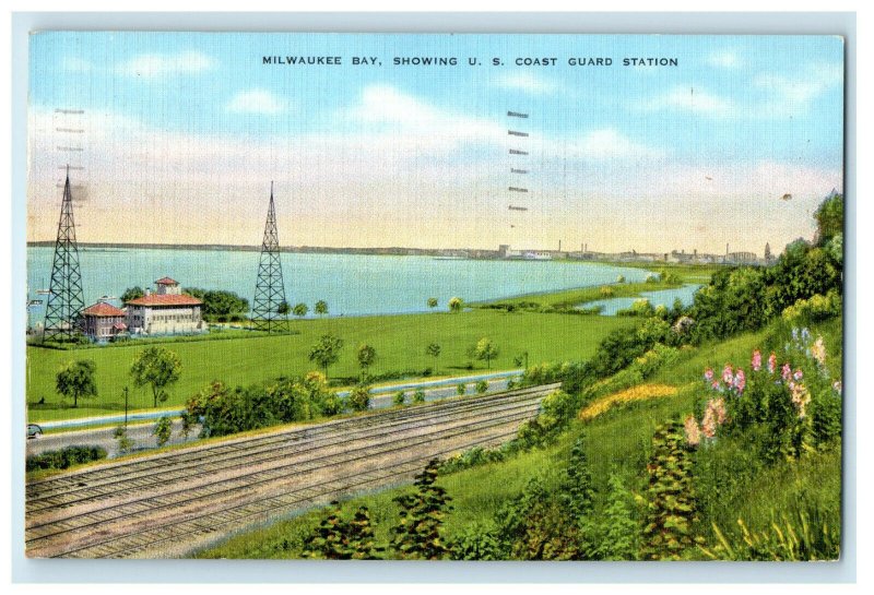 1939 Milwaukee Bay Showing US Coast Guard Station Vintage Posted Postcard