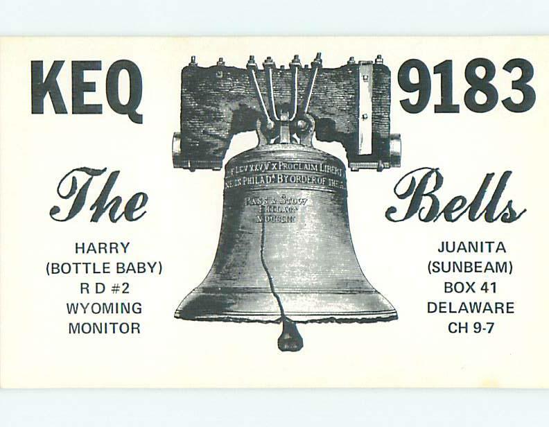 Liberty Bell Patriotic - Qsl Ham Radio Card State Of Delaware DE t0903