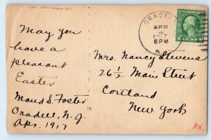 1917 Easter Greetings Hatched Egg Rabbit Chick Hand Drawn Art Antique Postcard