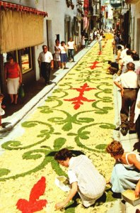 Vintage Postcard Cataluna Tipica 656 The Famous Flower Carpets In Sitges Spain