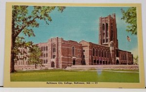 Baltimore Md Baltimore City College Vtg Postcard I2