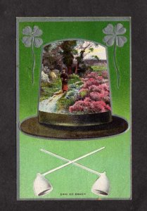 Ireland UK Erin Go Brach Top Hat Four Leaf Clover 1910 Irish Postcard