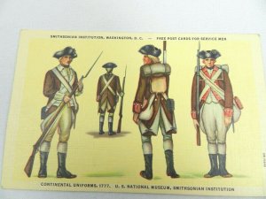 Vintage Postcard Linen Continental Uniforms of 1777 Service Men Washington DC