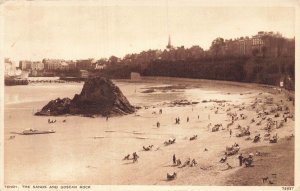 Tenby The Sands & Goscar Rock Wales UK 1952 Real Photo Postcard PHOTOCHROM