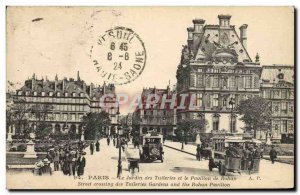 Old Postcard Paris Le Jardin des Tuileries and the Pavillon de Rohan