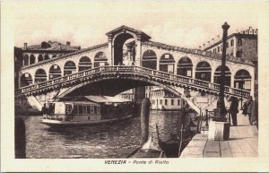 Italy Venezia Ponte Di Rialto Venice Vintage Postcard C184
