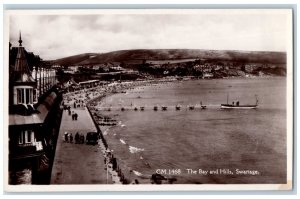 Swanage Dorset England Postcard The Bay and Hills c1920s Unposted RPPC Photo