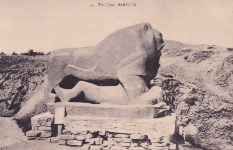 Babylon Iraq The Lion Monument Antique Postcard