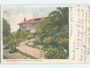 Pre-1907 SOUTHERN CALIFORNIA HOME IN WINTER Postmarked Pasadena CA hp9192
