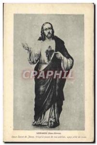  Vintage Postcard Loublande Two Separate Heart crowns of Jesus