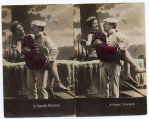 Group of 6 Man and Woman Romance Bathing Beauty Real Photo Antique PCs J45230