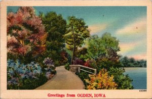 Scenic View, Greetings from Ogden IA Vintage Postcard Q70