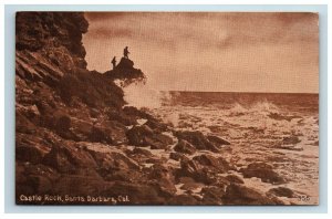 c. 1907 Castle Rock Santa Barbara CA Postcard Sepia Toned California