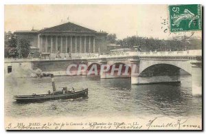 Old Postcard Paris Le Pont de la Concorde and the Chamber of Deputies Boat