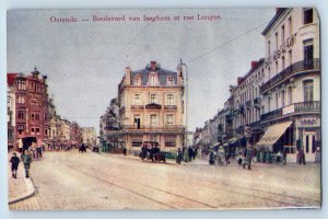 Ostend Belgium Postcard Boulevard Van Iseghem and Long Street c1910 Unposted