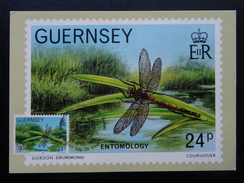 Guernsey First Day of Issue ENTOMOLOGY 3-D 1982 Stamp & Postcard