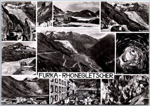 VINTAGE POSTCARD CONTINENTAL SIZE MINI REAL PHOTOS OF THE RHONE GLACIER AT FURKA