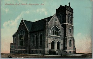 1910s Broadway M.E. Church Logansport IN Indiana Postcard