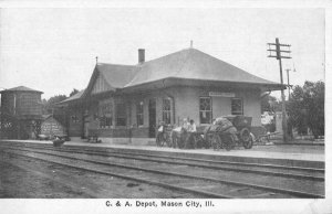 Mason City Illinois C and A Depot Train Station Vintage Postcard AA2032