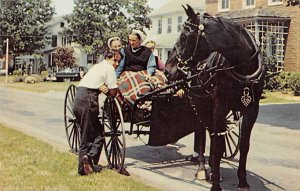 Amish Boys and Girls in open Horse & Buggy Lancaster, Pennsylvania PA s 