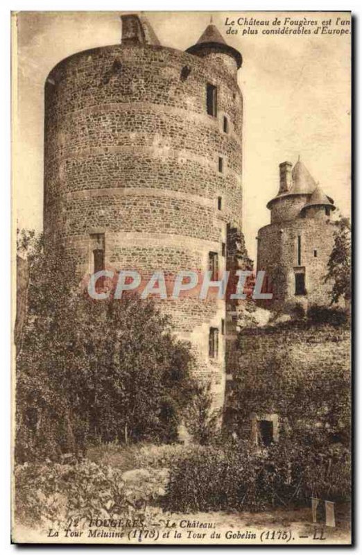 Old Postcard Fougeres Chateau La Tour Melusine And The Tower Of Goblin