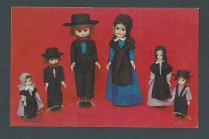Ca 1940 Post Card Amish Family Of Dolls