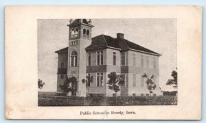 EVERLY, IA Iowa ~ PUBLIC SCHOOL c1910s  Clay County Blank Back Postcard