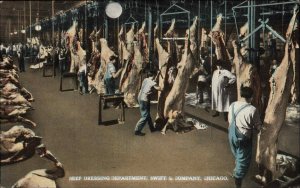 CHICAGO IL Beef Dressing Department Swift & Co BUTCHERS Old Postcard