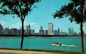 Illinois Chicago Skyline Looking Across Grant Park