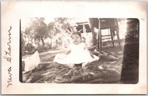 Cute Little Girl Sitting on the Ground Photograph Children Kids  Postcard