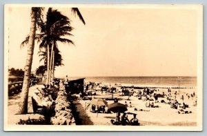 RPPC  Palm Beach  Florida  Bathing Beach   Real Photo Postcard  c1930