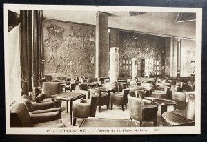 Mint France Real picture postcard Normandie Smoking Room Cabin Class