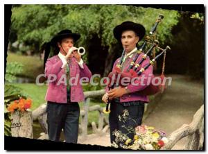 Postcard Modern Brittany Pipers Bagpipe and Bombard of Plougastel Daoulas Fin...