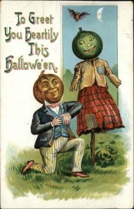 Halloween JOL Head Man on Bent Knee Series 914 c1910 Postcard