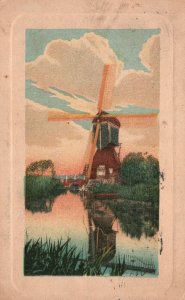 Vintage Postcard 1912 Windmill Souvenir Card Friendship Remembrance Card