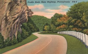 Vintage Postcard 1930s Profile Rock Formation Road State Highway Pennsylvania PA