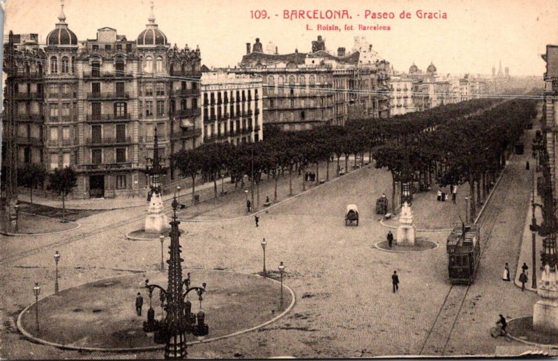 Spain Barcelona Paseo de Gracia Trolley