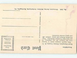 Divided-Back CHAMPLAIN HOTEL Plattsburgh New York NY H1461