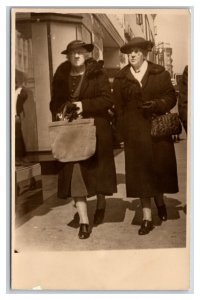 RPPC Just a Couple of Grumpy Old Women Walking Down The Street Postcard S3